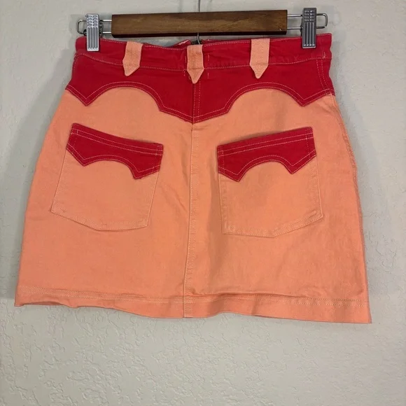 Urban Outfitters BDG Western Cowgirl Orange Red Mini Skirt Size S - Picture 5 of 10